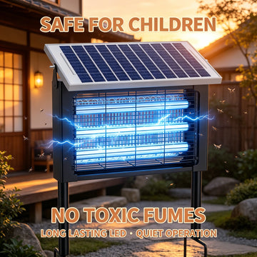 Solar Powered Insect Trap Light, Heavy Duty Mosquito Killer with Large Coverage for Garden, Backyard and Agricultural Areas