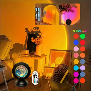 Sunset Light Projection LED Light with Remote Control, 16 Colors Night Light, RGB Lighted Sunrise Lights Room Decoration Photogr