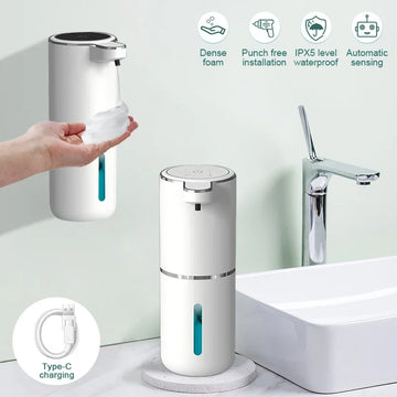 380ml Automatic Soap Dispenser Foam USB Charging Touchless Smart Display Infrared Sensor Soap Dispensers Hand Washer