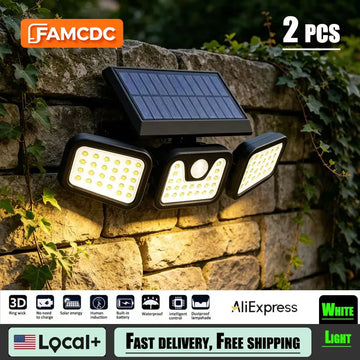 3 Head Solar Motion Sensor Outdoor Wall Light Adjustable Waterproof Solar Powered Security Lamp Garden Patio Pathway Spotlights